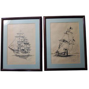 vintage 2000 fredrick signed certified numbered sailing ship pen on canvas print